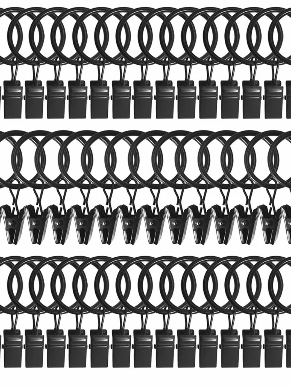 Black Curtain Clip Rings Set with Alligator Clips